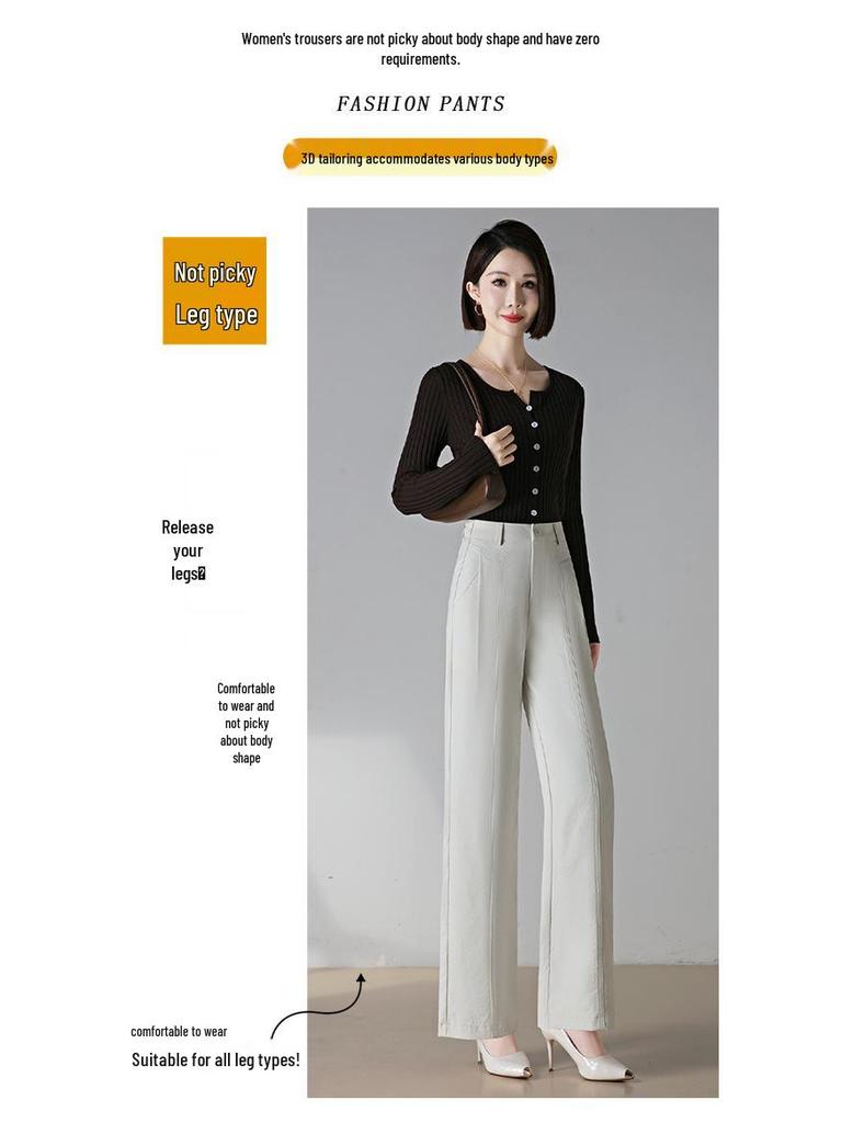 Hengyuanxiang Damen Baumwolle Hohe Taille Schlankmachende Weitbein-Hose - Elastisch, Lässig, Fließender Anzug für Frühling/Herbst