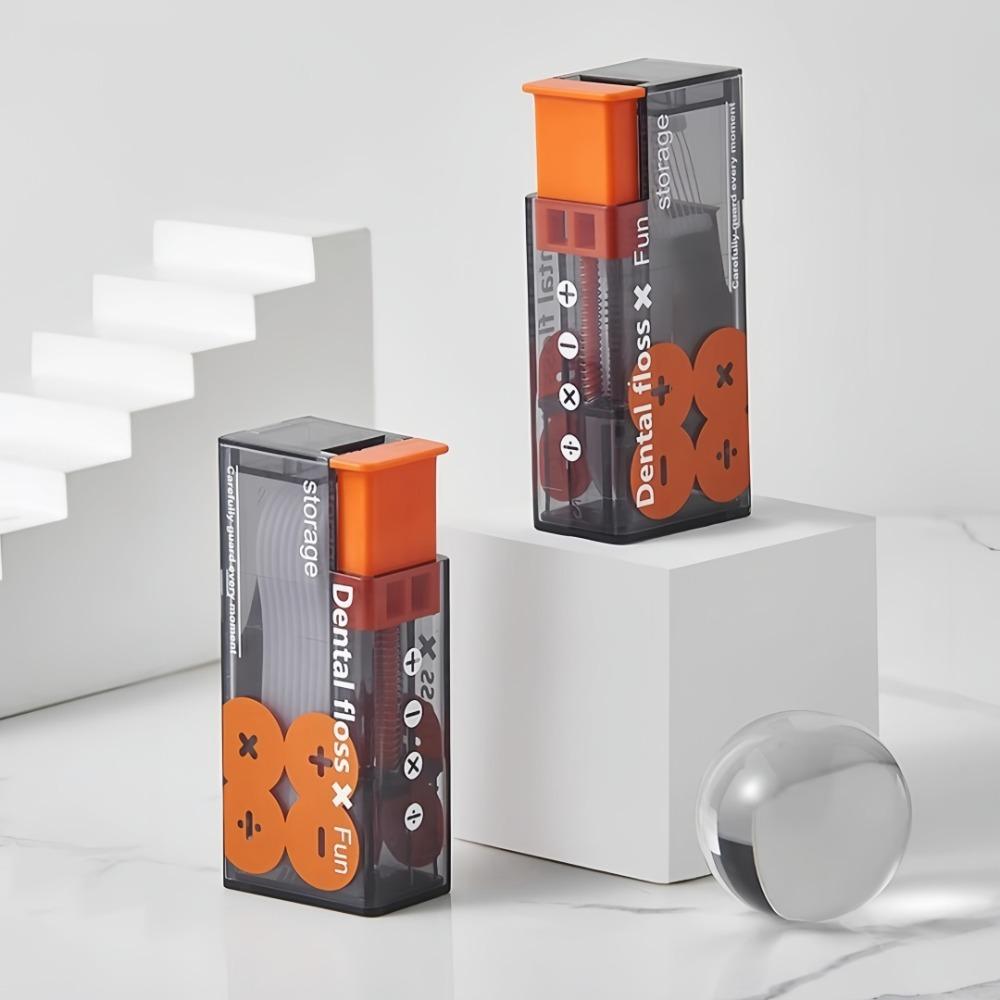 Portable Dental Floss Storage Box Automatic Pop-up Dental Floss Holder for Oral Care Press Type Disposable Dental Floss Stick