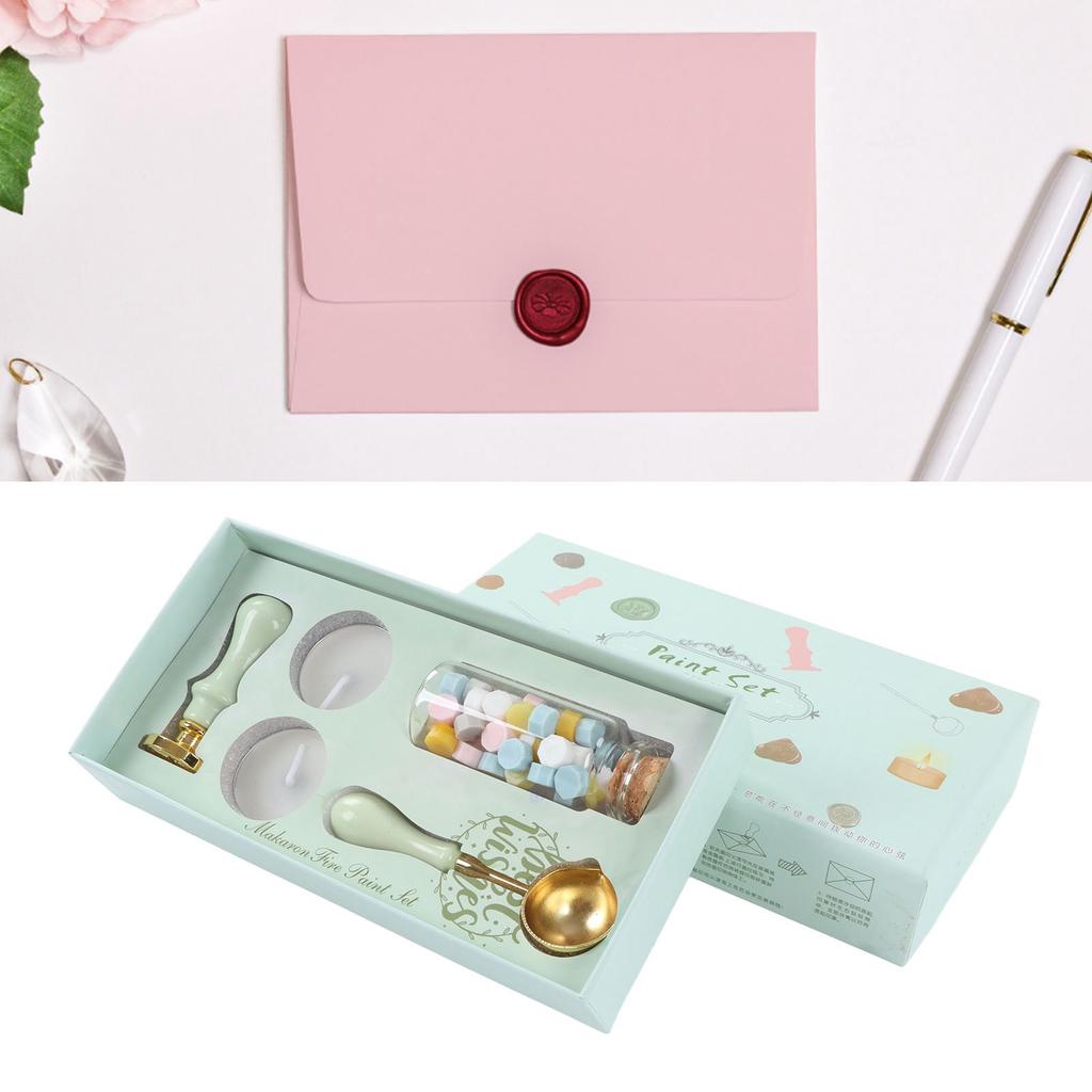 Wax Stamp Kit Retro Removable Handle Pattern Wax Stamp Sealing Kit for Envelope Invitation