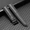 20mm 22mm Quick Release Black Carbon Fiber Leather Watch Strap Band For Galaxy Watch 7 6 5 4 40mm 44mm Gear S3 Replacement Band