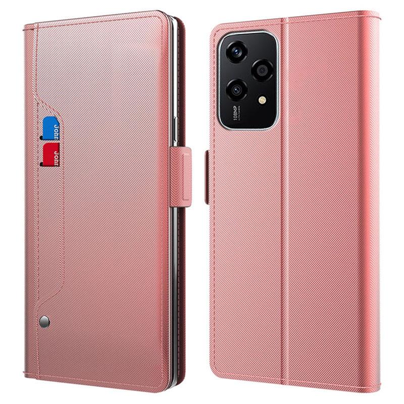 For Honor 200 Lite Phone Case PU Leather Folio Flip Cover with Mirror