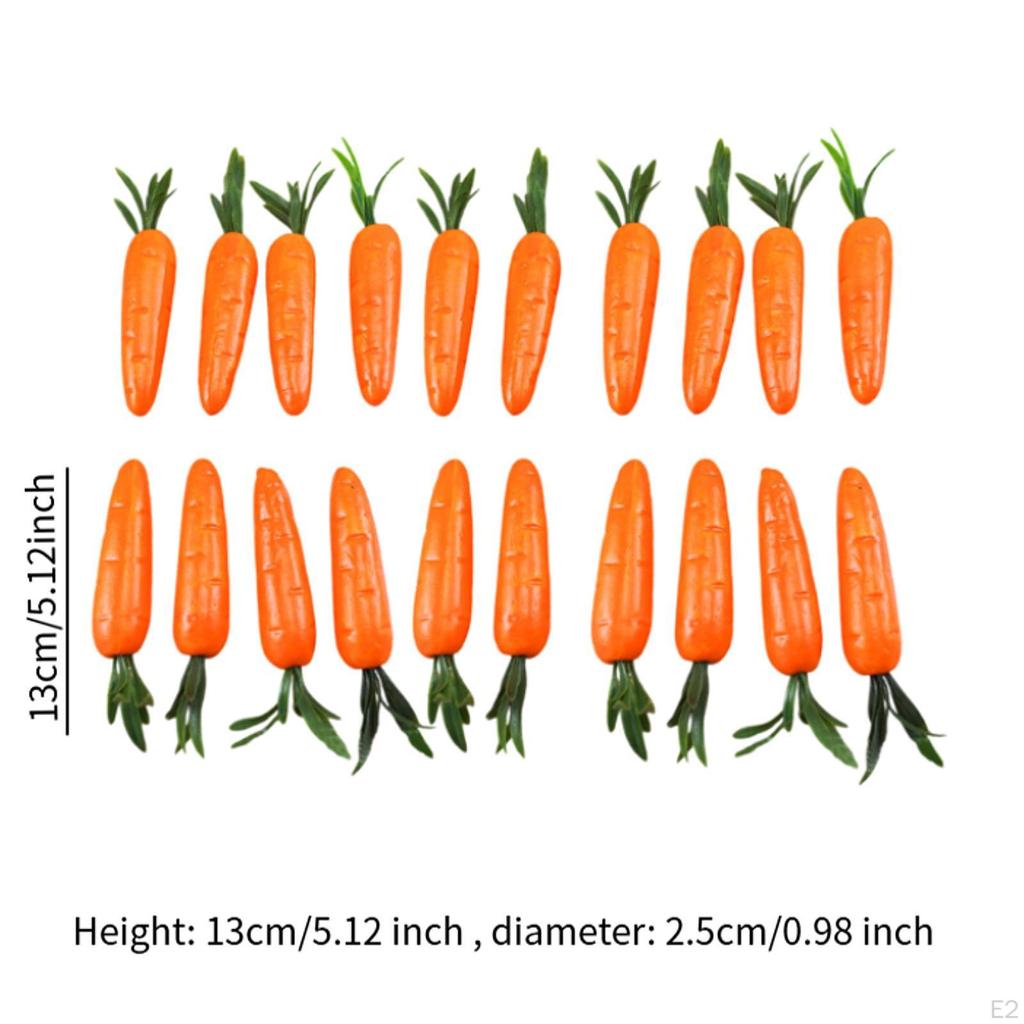 20Pcs Simulation Easter Carrots Mini Ornaments Decorative Kitchen Desktop Party Supplies