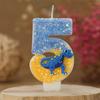 Birthday Number Candles 0-9 Blue Dinosaur Cake Number Candle Decorative Kids Party Candle for Anniversary Party Wedding