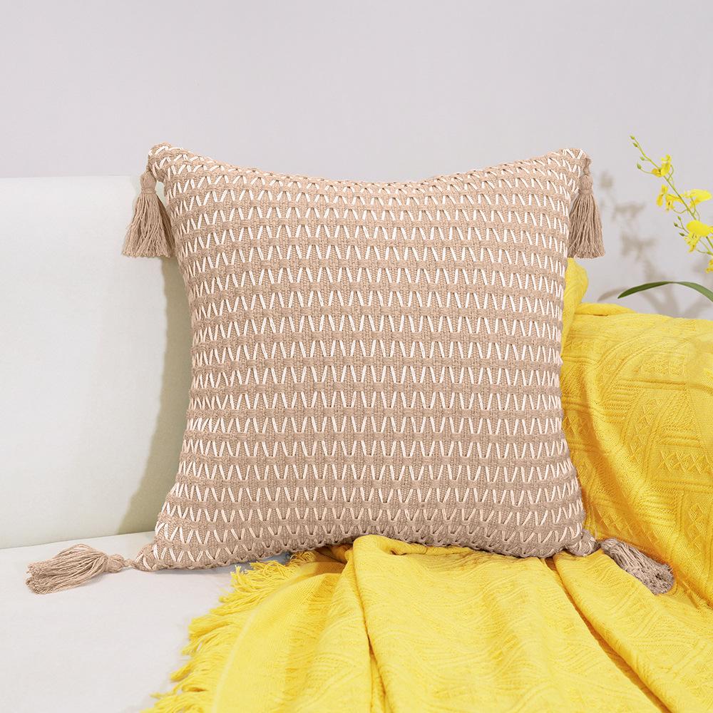 Pernă decorativă cu franjuri jacquard Nordic simplu îngroșat nisip husă de pernă