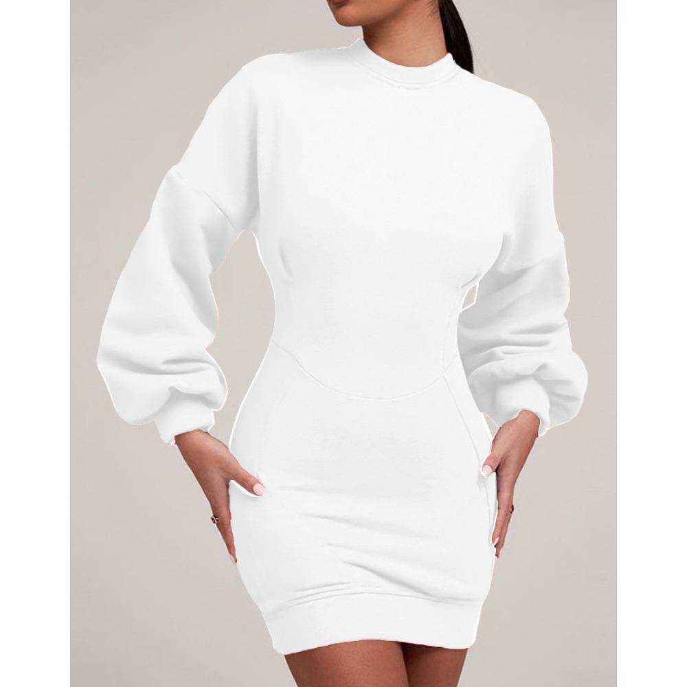 GMXIA Осенняя Мода Сумка для Похудения Талии Бедра Худи Платье Женская Одежда S белый