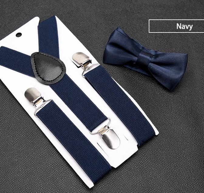 Kids Suspenders Bow Tie Set Boy Girl Retro Adjustable Suspenders Children Baby Braces Clip-on Trousers Wedding Ties Accessories