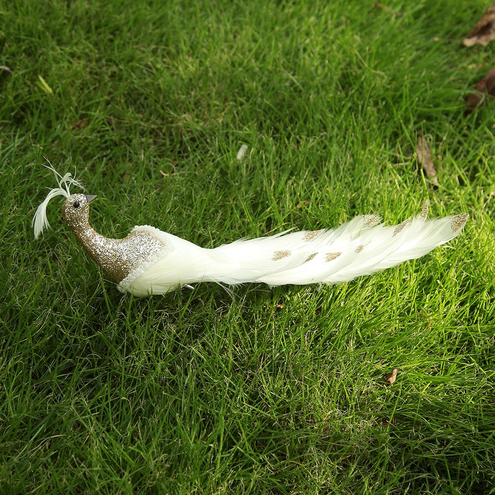 Glitter Simulation Peafowl Model Artificial Feathers Bird Home Garden Decoration