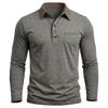Men's Long Sleeve Golf Polo Shirt Casual Breathable Quick Dry Lightweight Performance Top with Button Placket and Chest Pocket