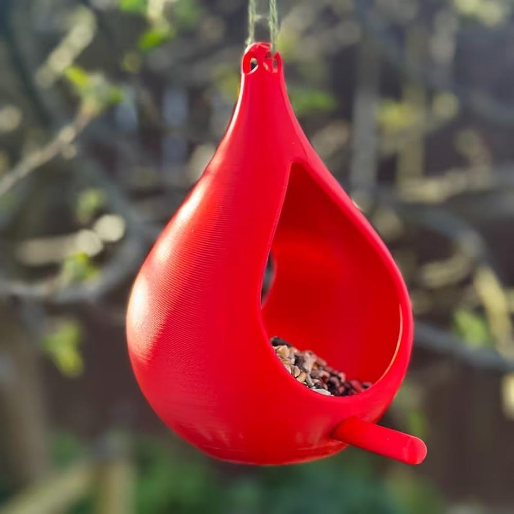

Raindrop Shaped Bird Feeder House Plastic Feeding Station Creative Bird Habitat Outdoor красный