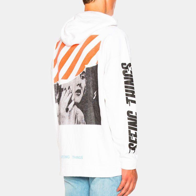 OFF-WHITE Men Printing Classic Hooded Sweatshirt White OMBB009G20JER0020188
