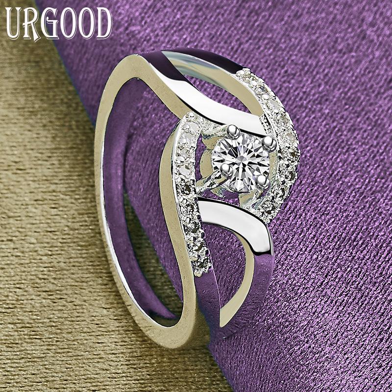 925 Sterling Silver AAA Zircon Ring Gift Charm Jewelry