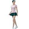 Women's Quick-Dry High-Waisted Faux Two-Piece Yoga Set with Chest Pads - Summer Short-Sleeved Top and Shorts