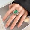 Jewelry Copper Bottom Gold-Plated Simulation Color Treasure Square Diamond Square 8 * 12 Temperament Ring Women