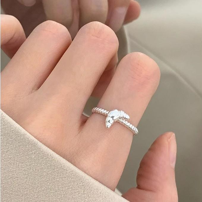 Korean Version Plain Ring Irregular 925 Sterling Silver Versatile Ring Women's Niche Ins Style Design Non-fading Combination Ring
