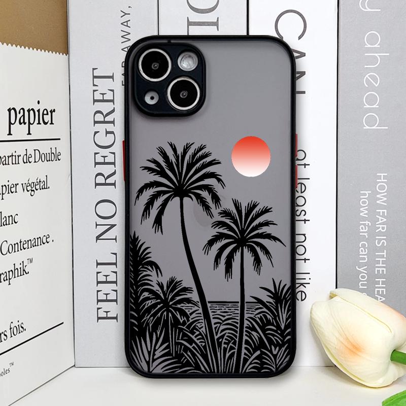 Palm Leaf Tree Black Leaves Phone Case for IPhone 16 15 14 11 Pro Max 13 12 Mini 7 8 14 15 16Plus SE X XS Matte Shockproof Cover