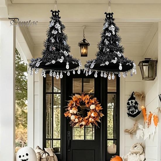 Durable Celebration Goods Halloween Witch Hat Pumpkin Decor, Metallic Rain Curtain Door Hanging Ornament for Spooky Home Decor Party, Festive