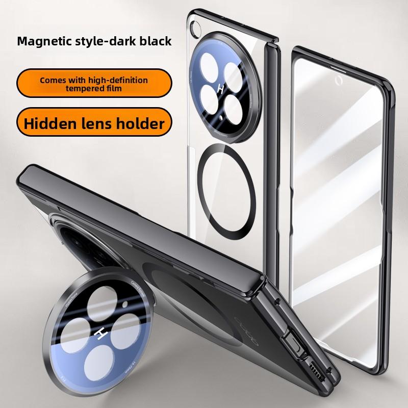 For OPPO Find N6 Case Luxury Plating Magsafe Stand Magnetic Protective Back Cover Case For Find N6 N5 Spring Hinged Holder Shell