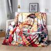 Traditional Japanese Geisha Floral Print Flannel Blanket, Red Kimono & Umbrella Throw Blanket