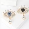 Rhinestone Devil's Eye Brooches for Women Unisex Pearl Eyeglasses Pin Pendant Lapel Pins Office Party Friend Gifts Accessories
