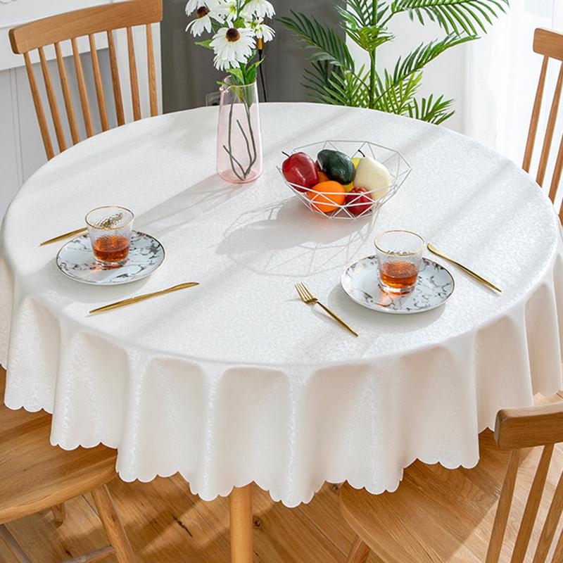Round PVC Tablecloth Waterproof Insulate Plastic Oilproof Printed Pattern Wedding Party Restaurant White Table Cloth Decoration