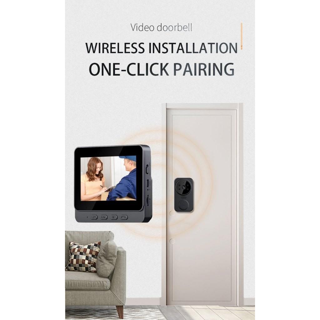 4.3 Inches Screen Wireless Smart Video Doorbell Household Night Version Two-Way Speaking Video Door Ring