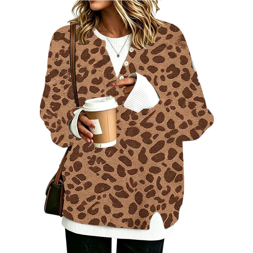 Women's Two-Piece Long Sleeve Round Neck Pullover Top for Casual Everyday Wear