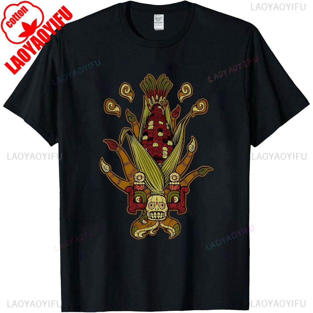 Aztec Shirt Mens Elote Mexican High Quality Tshirt Corn Shirt Aztec Art Print Tee Man Mexican Clothing Men Regalo Para Hombre S