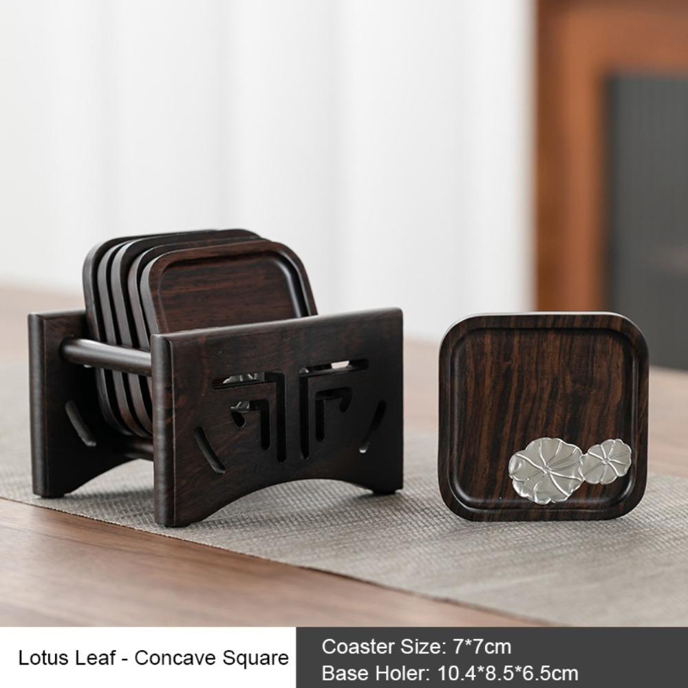 High-End Black Sandalwood Coaster Heat Insulation Heat Resistant Cup Mat Tea Ceremony Accessories Tea Tray Dining Table