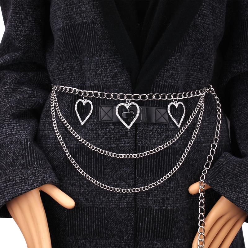 

Rhinestone Peach Heart Multi-layer Waist and Body Chain Jewelry