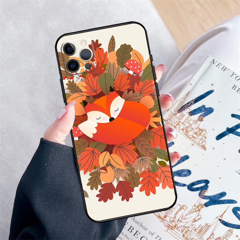 Herbstlaub Fallender Fuchs Handyhülle Für iPhone 14 15 16 Pro Max 12 13 Mini 11 Pro Max XR 15 16 Plus 16e Hülle Coque