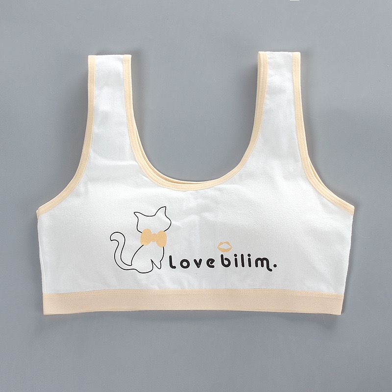 

Тренировочный бюстгальтер для девочек Детское нижнее белье Бюстгальтер-майка Детское нижнее белье Спортивные топы Хлопковые бюстгальтеры one size бежевый