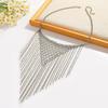 Silver Multi Layer Necklace Triangle Bohemian Collarbone Chain Simple Tassel Necklace  Girls
