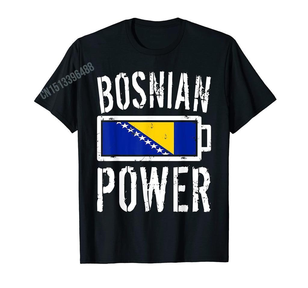 More Design Bosnia Herzegovina Flag Bosnian Power Battery Tshirts For Men Women T Shirt Hip Hop Tops Cotton Tees