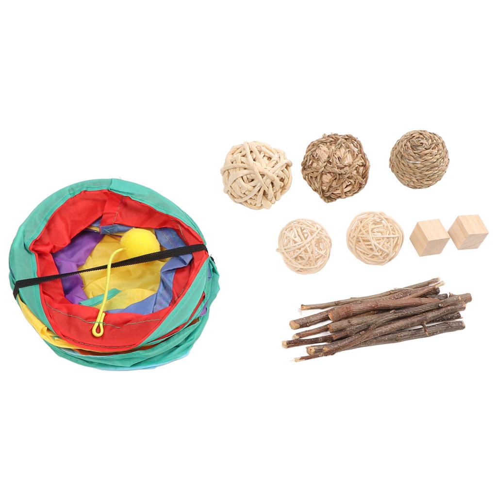 9pcs 3 Way Hamster Tunnels Interactive Hamster Tunnels Set with Chewing Toy for Bunny Rabbit Dutch Pig