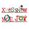 Wooden Christmas Cheerful Desk Decorations Featuring Colorful Santa Snowman And Reindeer