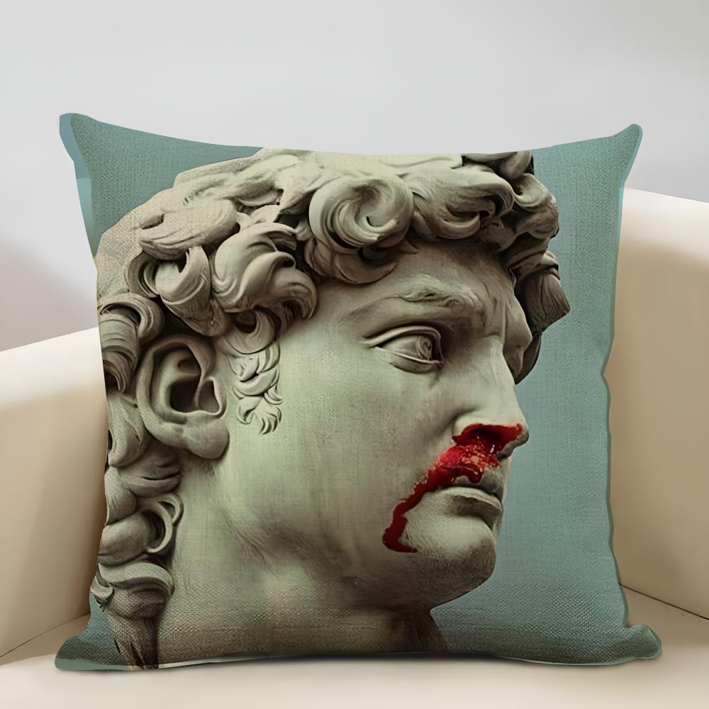 David Sculpture Cushion Cover Household Decoration Linen Sofa Cushion Cover: Skin-Friendly & Breathable With Invisible Zipper