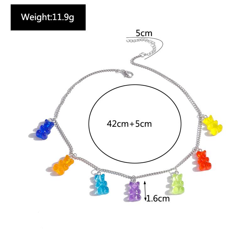 Collane Orsetti Colorati più Venduti per Donne Collana Choker con Catena a Nappa Orsetti Colore Oro Argento Gioielli alla Moda Regali