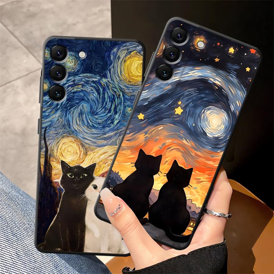 Cartoon Niedliche Katze Handyhülle für Samsung Galaxy A37 A57 A15 A05 A53 A17 A23 A55 A52 A36 A73 A51 A06 A25 A16 A50 A13 A41 A70
