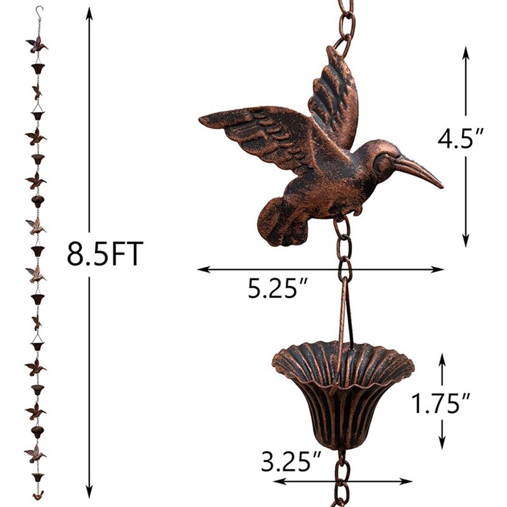 

1pcs 8.5ft Rain Chain Rain Bell Hanger Rain Catcher For Outdoor Roof Decorative Eaves Metal Drainage Garden Decoration коричневый