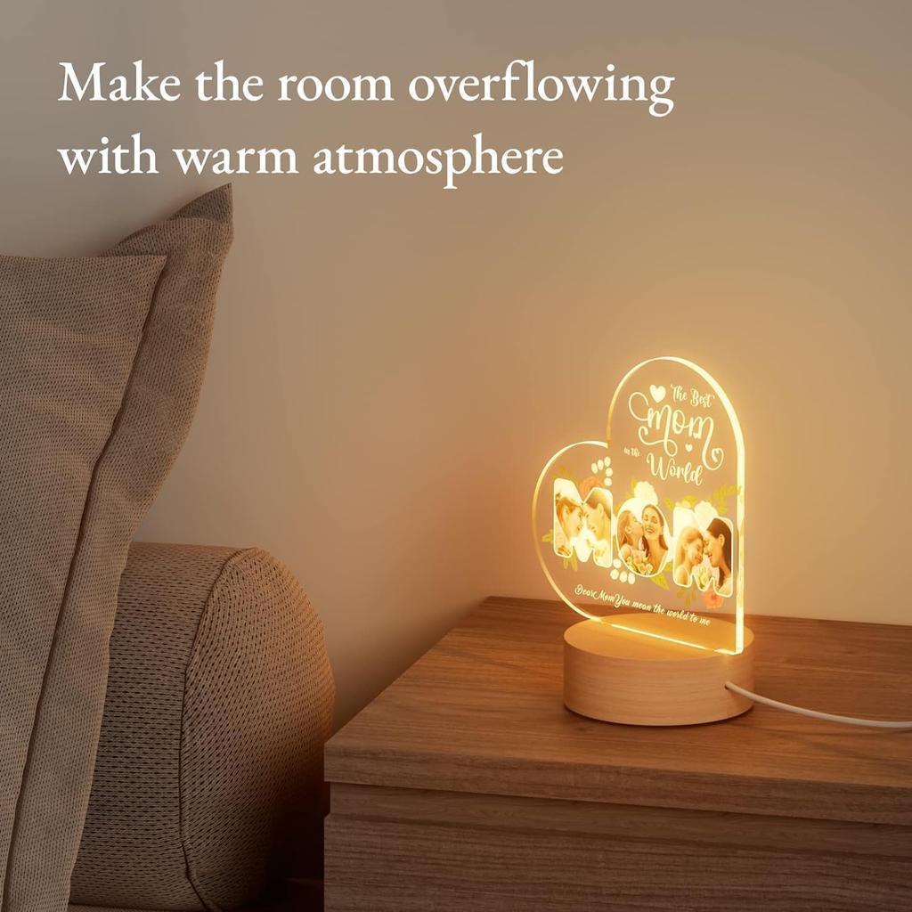 Bemaystar Personalized Mothers-Day Gift: Acrylic LED Night Light with Picture, Gifts for Mom, Stepmom, Mother In Law