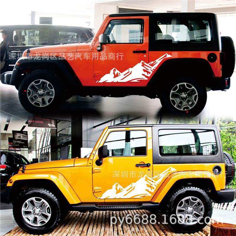 Jeep Wrangler SUV Schneebirge Grafik Seitenschweller Aufkleber D-851