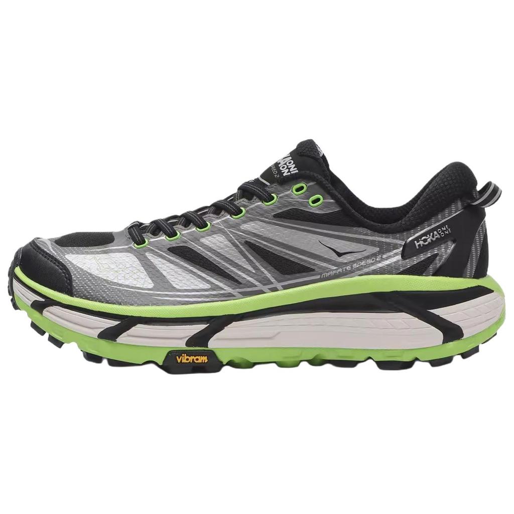 Hoka One One Mafate Speed 2 Comfortable Versatile Non-Slip Low-Top Running Shoes Unisex Running Shoes Black Green 1126851-BCKLC