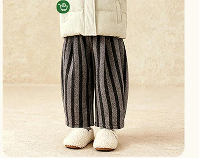 Tongbei Kids' 2025 Winter Striped Merino Wool Pants for Boys & Girls – Warm, Versatile Long Pants