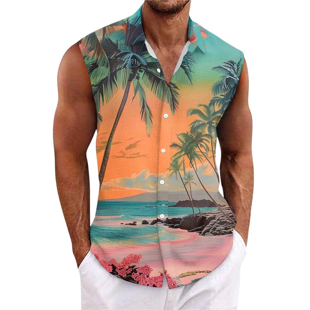 Herrskjorta med Hawaii-mönster och knappar