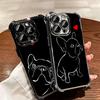 French Bulldog Black Desgin Plating Phone Case For Iphone 16 17 Pro Max Air 16E 14 15 Plus 12 13 Mini Anti-Fall Airabag Cover