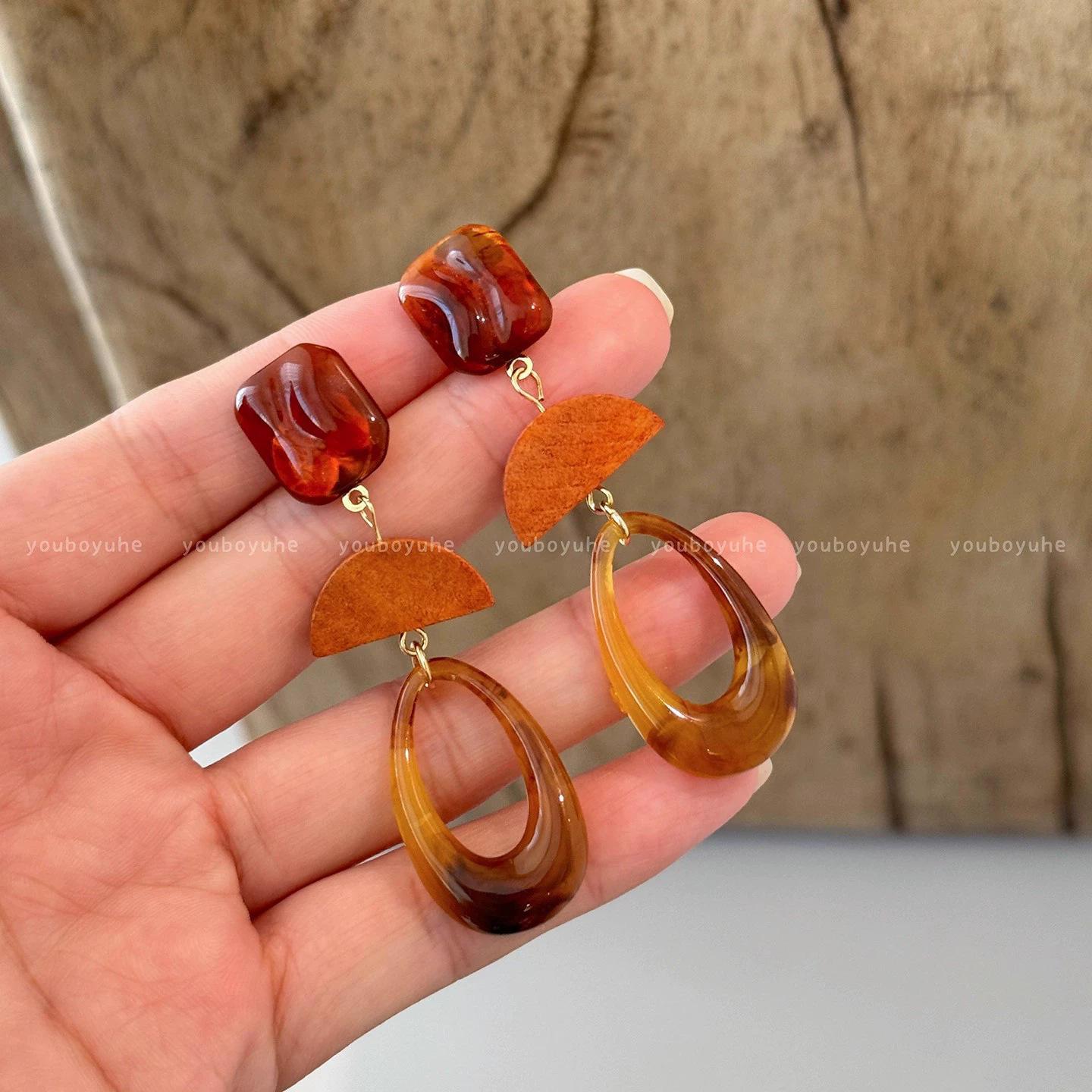 Maillard ретро кофе геометрические серьги-подвески женские серьги-пусеты легкой роскоши осенне-зимние украшения для ушей