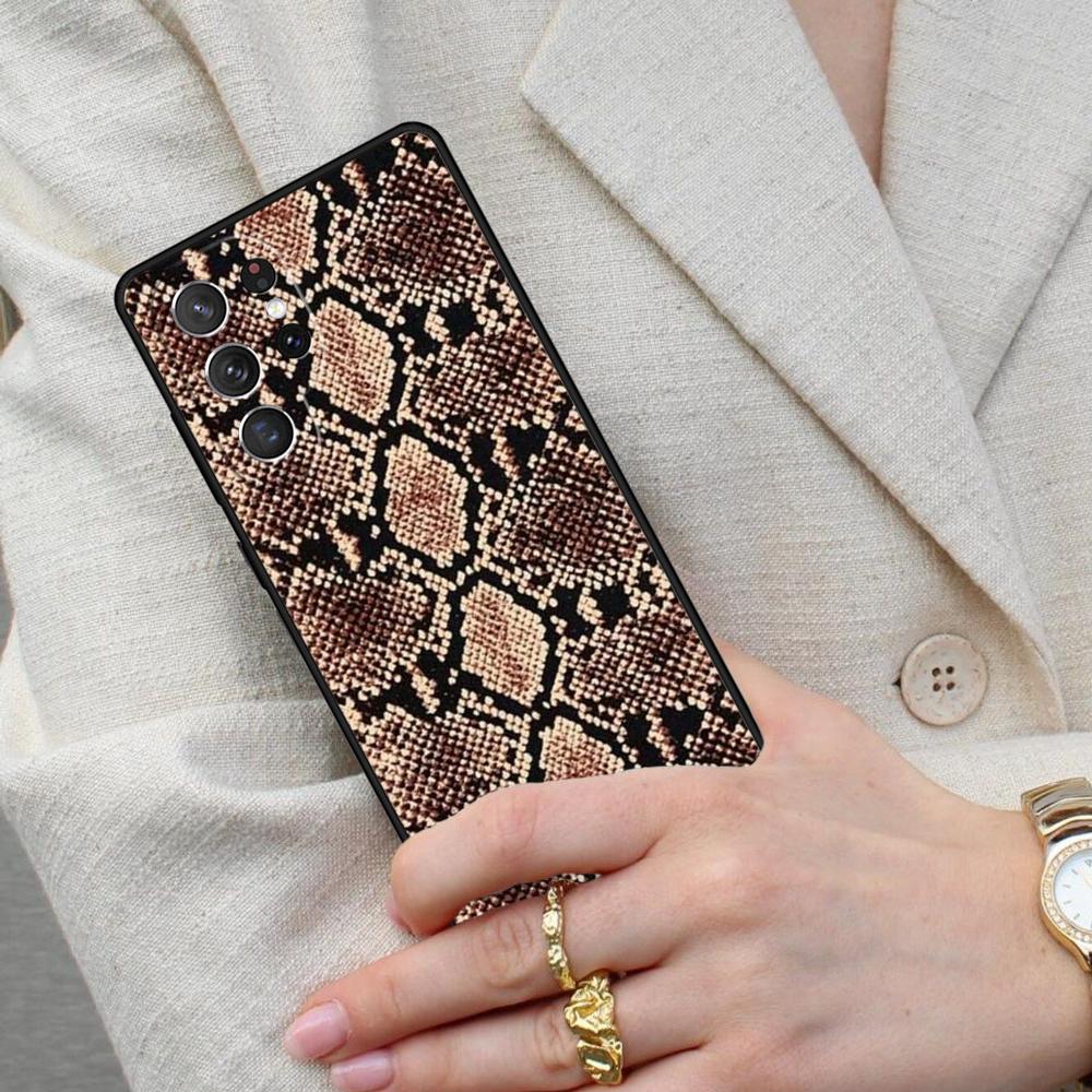 Snake Skin Print Cell Phone Case for Samsung Galaxy S26 Ultra S25 S24 S23 S22 S21 S20 Note10 Cover