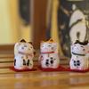 3pcs Lucky Cat Home Decor Ceramics Crafts Ornaments Desktop Decoration Creative Tabletop Adornment for Living Room Office