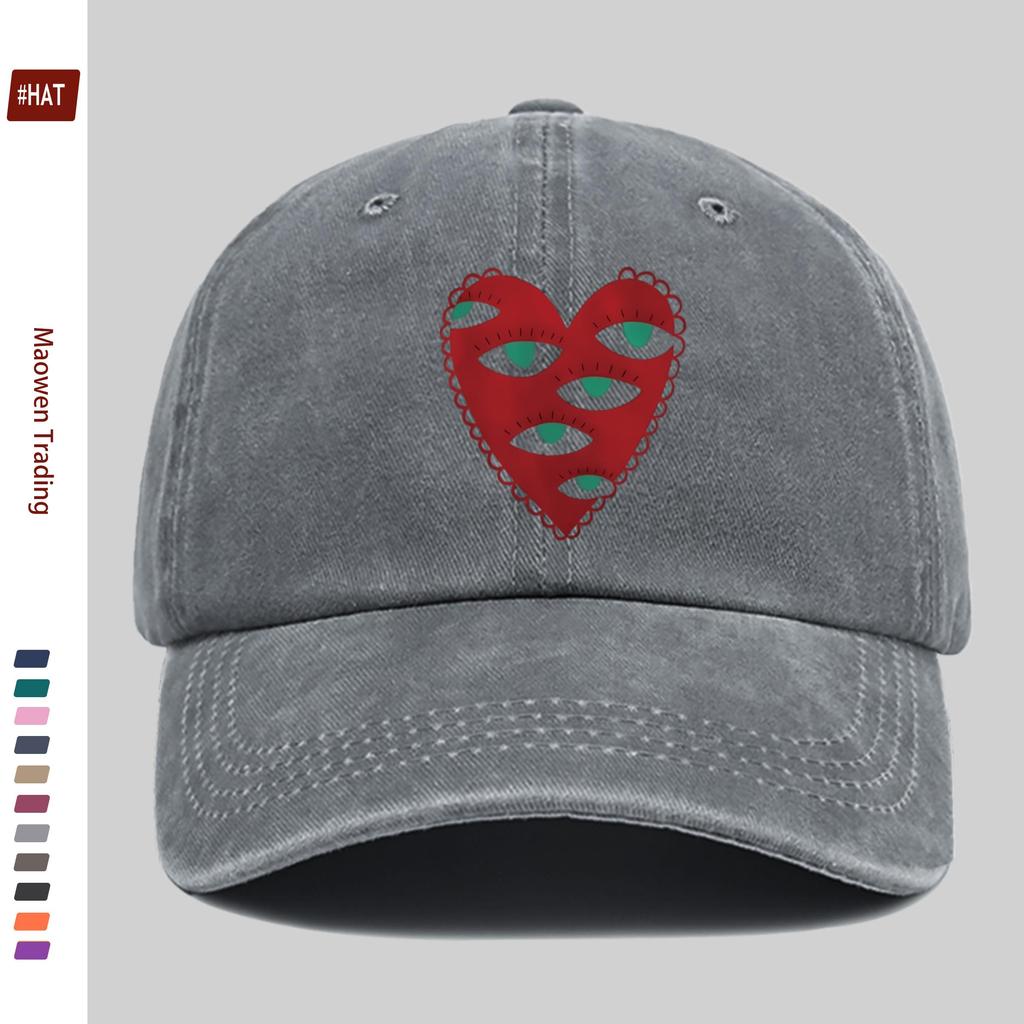 Pc Unique HeartShaped Printed Baseball Cap with Eye Pattern Stylish Sun Hat Comfortable and Lightweight Trucker Sun Hat Adj