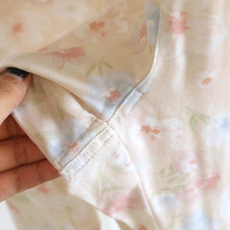 2026 Spring/Summer Women's Sleeper Pants 100% Cotton Gauze with Floral Pattern Grid Gauze Pants Thin Home Pants Bottoms Womens